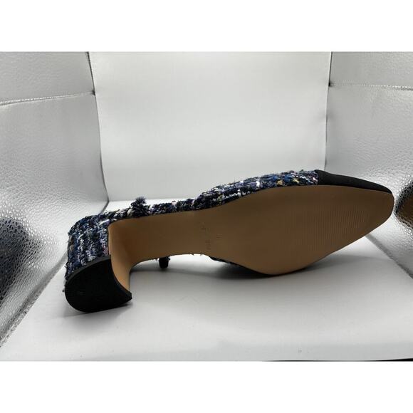 Tweed Chunky Heel Size 10 Cap Toe Slingbacks Office Dress Shoes Preppy Classic - Picture 5 of 7